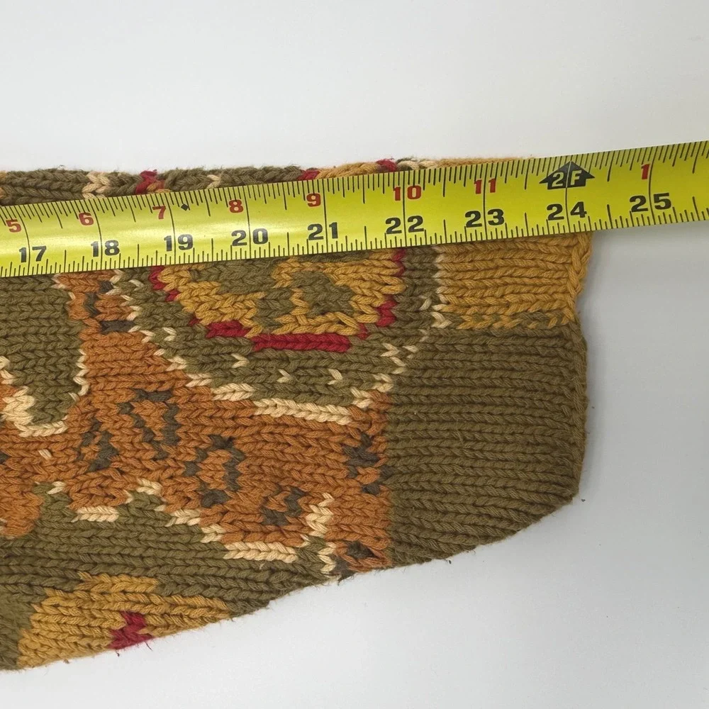 Vintage In-Wear Womens Fair Isle Chunky Knit Cotton Sweater Olive Mustard Medium